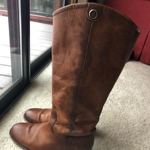 Frye Melissa cognac leather boots